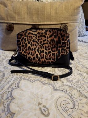 Nine West Leopard-Print Crossbody Bag in Brown and Black